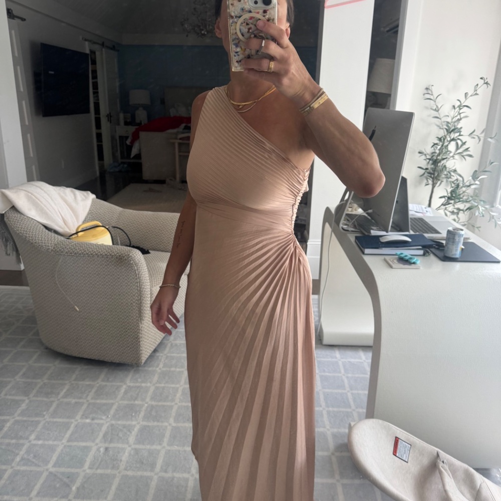 NEW- A.L.C Delfine Dress in Bella Gold Metallic - Picture 8 of 10